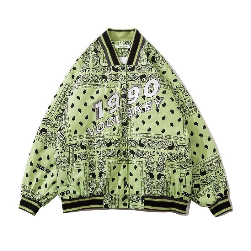 画像3: men's hip hop loose Paisley Stadium baseball uniform jacket blouson ユニセックス 男女兼用 ペイズリー スタジアムジャンパー スタジャン MA-1 ボンバー ジャケット ブルゾン (3)