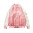 画像10: men & women By color letter  printing baseball uniform jacket blouson ユニセックス 男女兼用 バイカラーレタープリンスタジアムジャンパー スタジャン MA-1 ボンバー ジャケット ブルゾン (10)