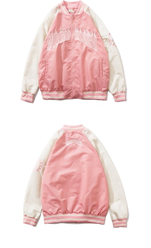 画像6: men & women By color letter  printing baseball uniform jacket blouson ユニセックス 男女兼用 バイカラーレタープリンスタジアムジャンパー スタジャン MA-1 ボンバー ジャケット ブルゾン (6)
