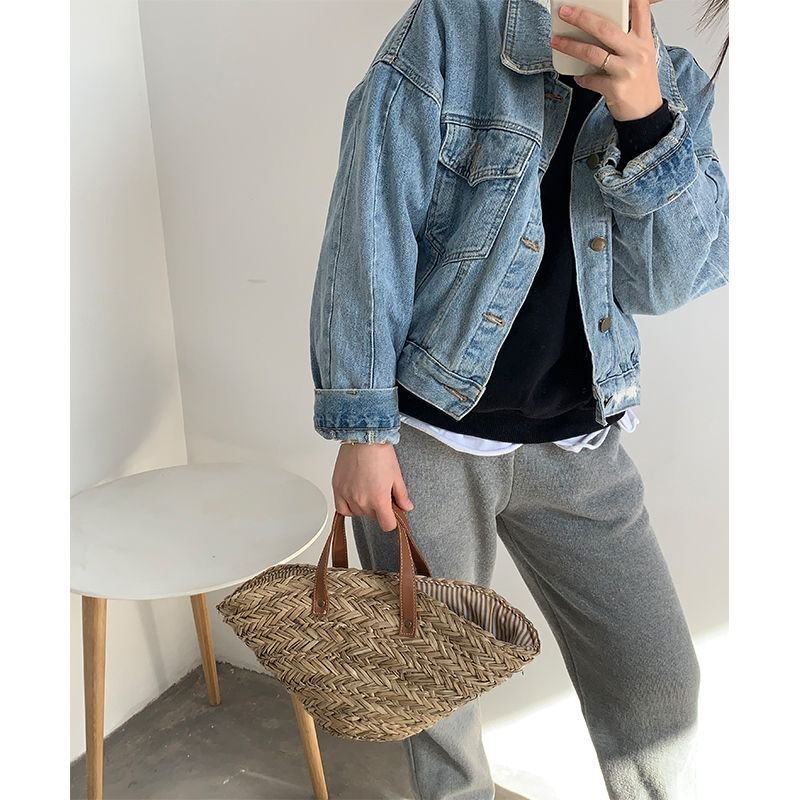 画像3: Shell type woven straw bag Tote Bag  シェル型トートハンド籠バッグ かご カゴ  バック (3)