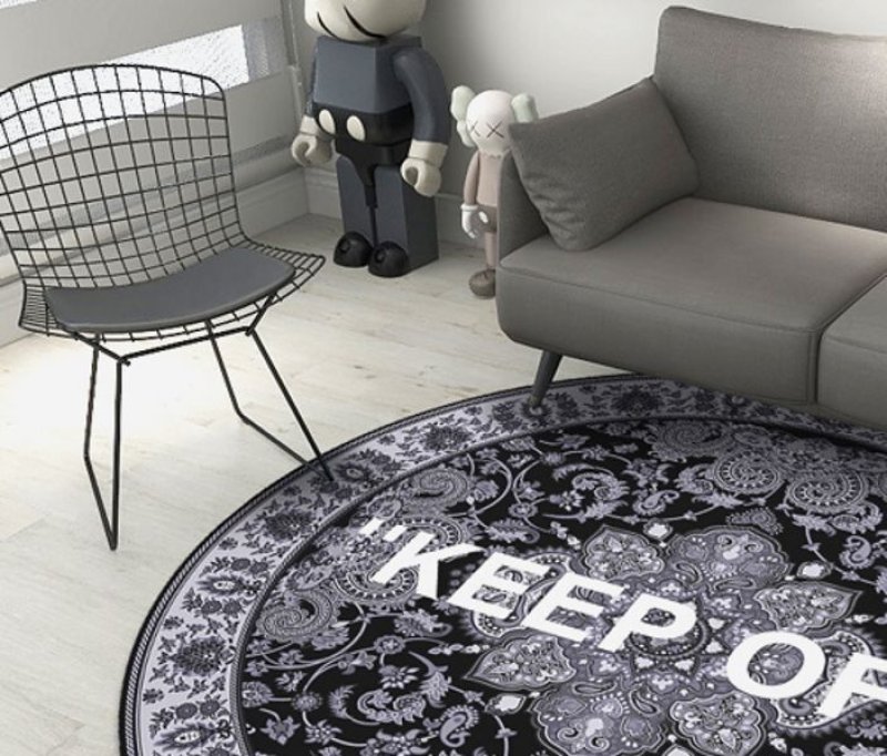 即納 Paisley KEEP OFF Logo Round Rug ペイズリー柄 バンダナ柄