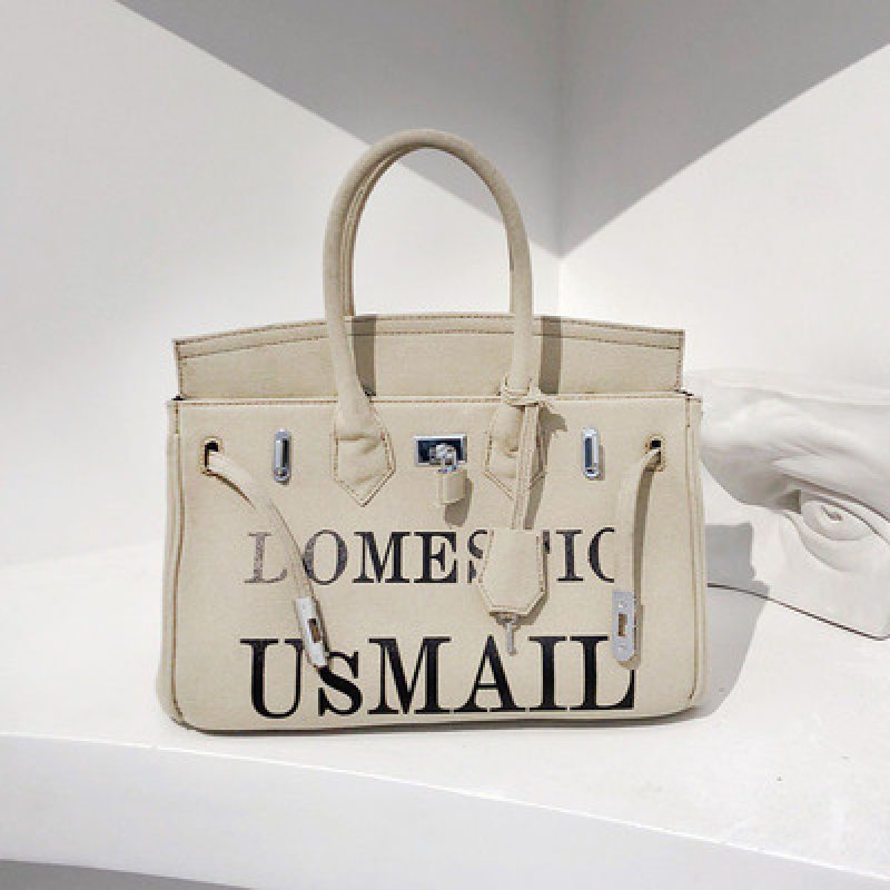 画像4:  printed canvas platinum army cloth bag Tote Bag  アーミーキャンバスレタープリントトート ショルダー2WAY バッグ (4)