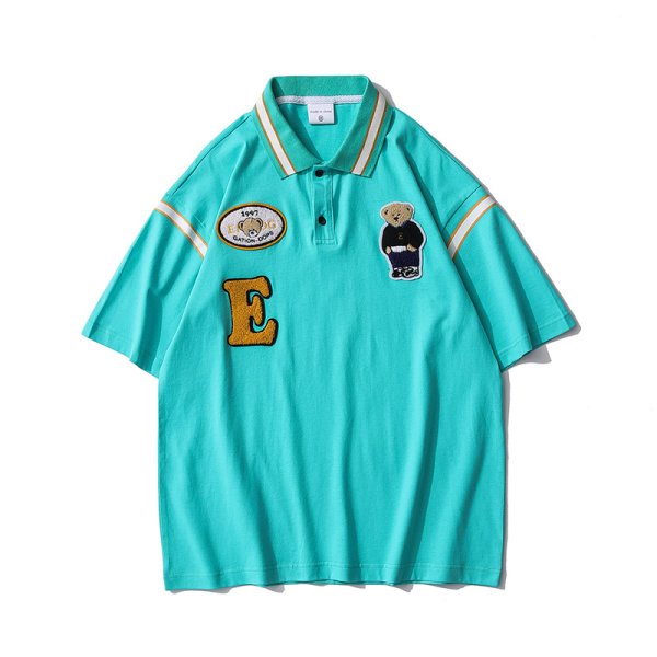 画像3: Unisex bear embroidery polo shirt Short Sleeve 　男女兼用ベア クマ刺繡 半袖ポロシャツ (3)