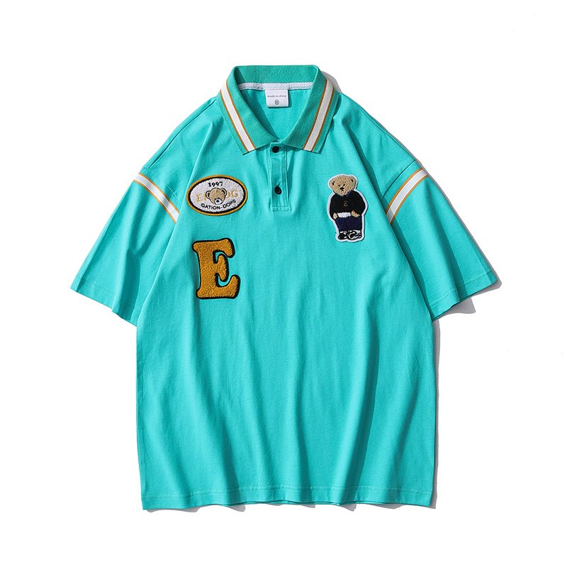 画像3: Unisex bear embroidery polo shirt Short Sleeve  男女兼用ベア クマ刺繡 半袖ポロシャツ (3)