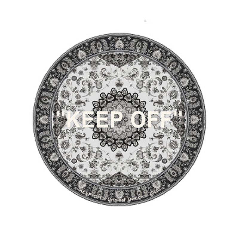 画像3: 即納 Paisley KEEP OFF Logo Round Rug ペイズリー柄  バンダナ柄 キープオフ 丸形 ラウンド ラグ カーペット (3)