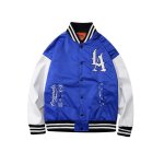 画像2: Unisex LA Letter & Paisley Reversible Stadium Jumper uniform jacket blouson 　ユニセックスLAレター＆ペイズリーリバーシブルスタジアムジャンバー MA-1 ボンバー ジャケット ブルゾン (2)