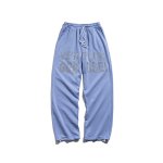 画像1: Letter hot drilling drawstring drawstring pants trousers Pants ユニセックス 男女兼用レターロゴ付きワイドレッグパンツ (1)