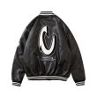 画像4: Unisex leather hip hop oversized stadium jumper basebalBBl uniform jacket blouson ユニセックス 男女兼用レター刺繍BBスタジアムジャンパー  スタジャン MA-1 ボンバー ジャケット ブルゾン (4)