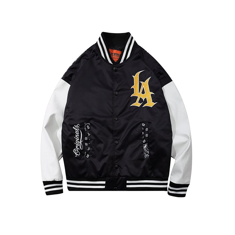 画像3: Unisex LA Letter & Paisley Reversible Stadium Jumper uniform jacket blouson 　ユニセックスLAレター＆ペイズリーリバーシブルスタジアムジャンバー MA-1 ボンバー ジャケット ブルゾン (3)