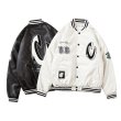 画像5: Unisex leather hip hop oversized stadium jumper basebalBBl uniform jacket blouson ユニセックス 男女兼用レター刺繍BBスタジアムジャンパー  スタジャン MA-1 ボンバー ジャケット ブルゾン (5)
