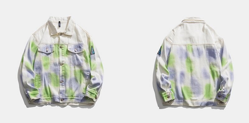 画像2:  splash ink denim jacket blouson 　ユニセックス男女兼用デGニムスプラッシュインクGジャケット ブルゾン  MA-1 ボンバー   (2)