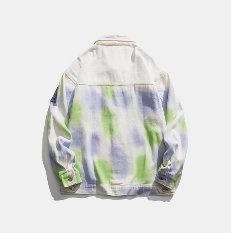 画像3:  splash ink denim jacket blouson 　ユニセックス男女兼用デGニムスプラッシュインクGジャケット ブルゾン  MA-1 ボンバー   (3)