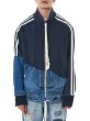 画像3: men's damage denim jacket blouson 　ユニセックス男女兼用デニム＆スウェット2本ラインダメージ ジャケット ブルゾン  MA-1 ボンバー   (3)