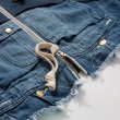 画像4: men's damage denim jacket blouson 　ユニセックス男女兼用デニム＆スウェット2本ラインダメージ ジャケット ブルゾン  MA-1 ボンバー   (4)