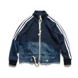 画像1: men's damage denim jacket blouson 　ユニセックス男女兼用デニム＆スウェット2本ラインダメージ ジャケット ブルゾン  MA-1 ボンバー   (1)