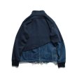 画像2: men's damage denim jacket blouson 　ユニセックス男女兼用デニム＆スウェット2本ラインダメージ ジャケット ブルゾン  MA-1 ボンバー   (2)