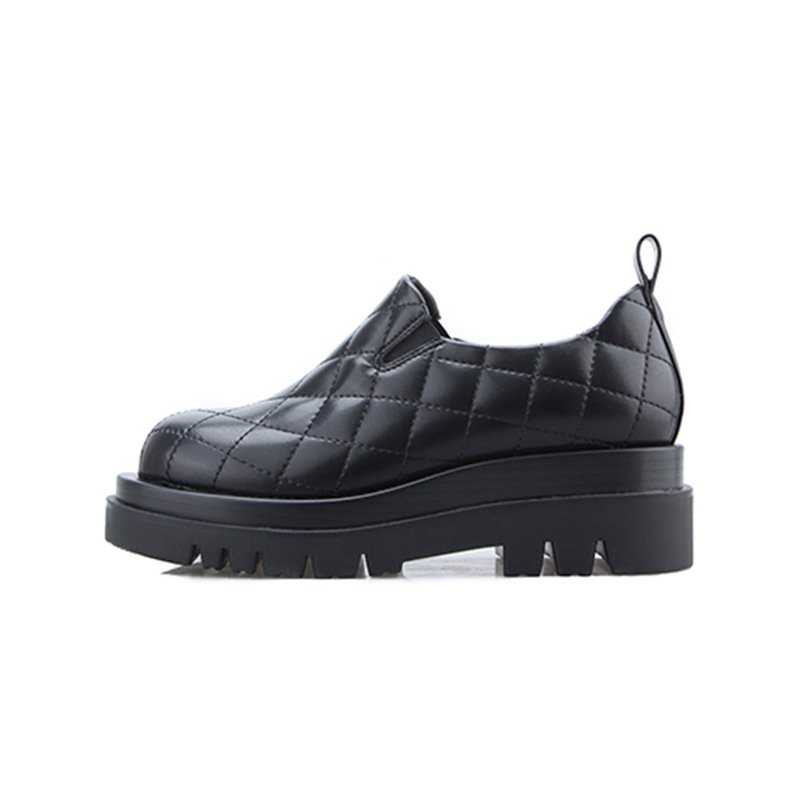 画像8:  Leather quilted chunky sole slip-on pumps shoes   レザーキルティングチャンキーソール厚底スリッポン パンプスシューズ　 (8)