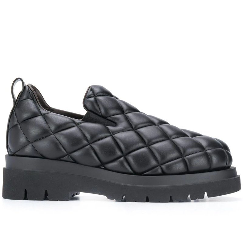 画像9:  Leather quilted chunky sole slip-on pumps shoes   レザーキルティングチャンキーソール厚底スリッポン パンプスシューズ　 (9)