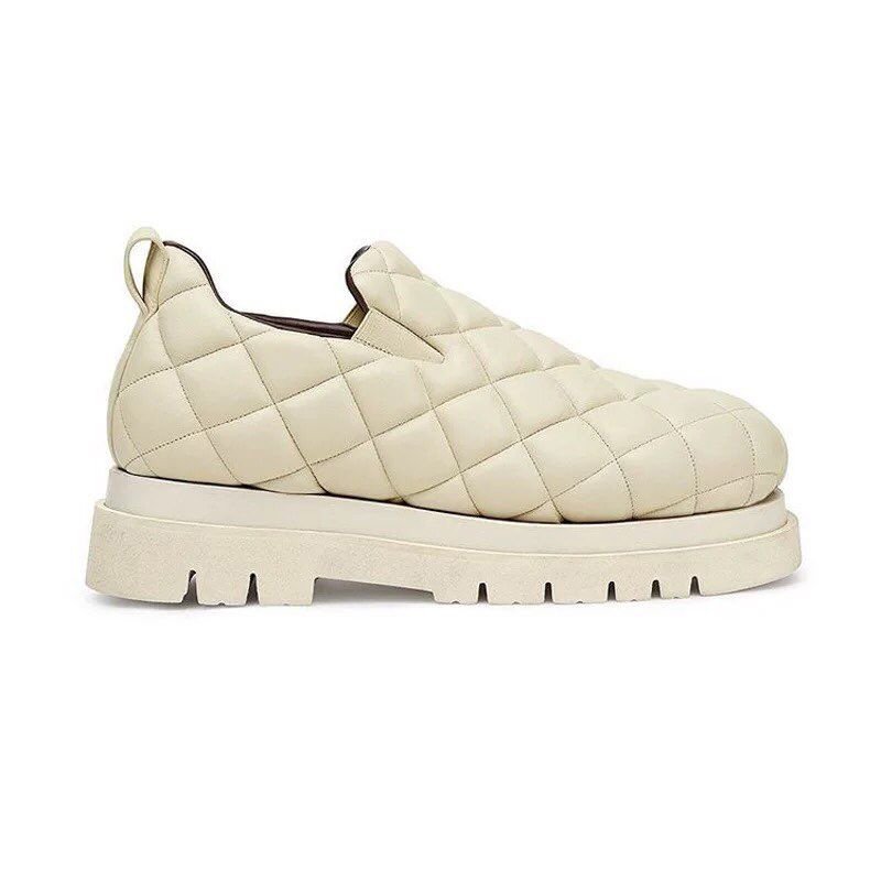 画像7:  Leather quilted chunky sole slip-on pumps shoes   レザーキルティングチャンキーソール厚底スリッポン パンプスシューズ　 (7)