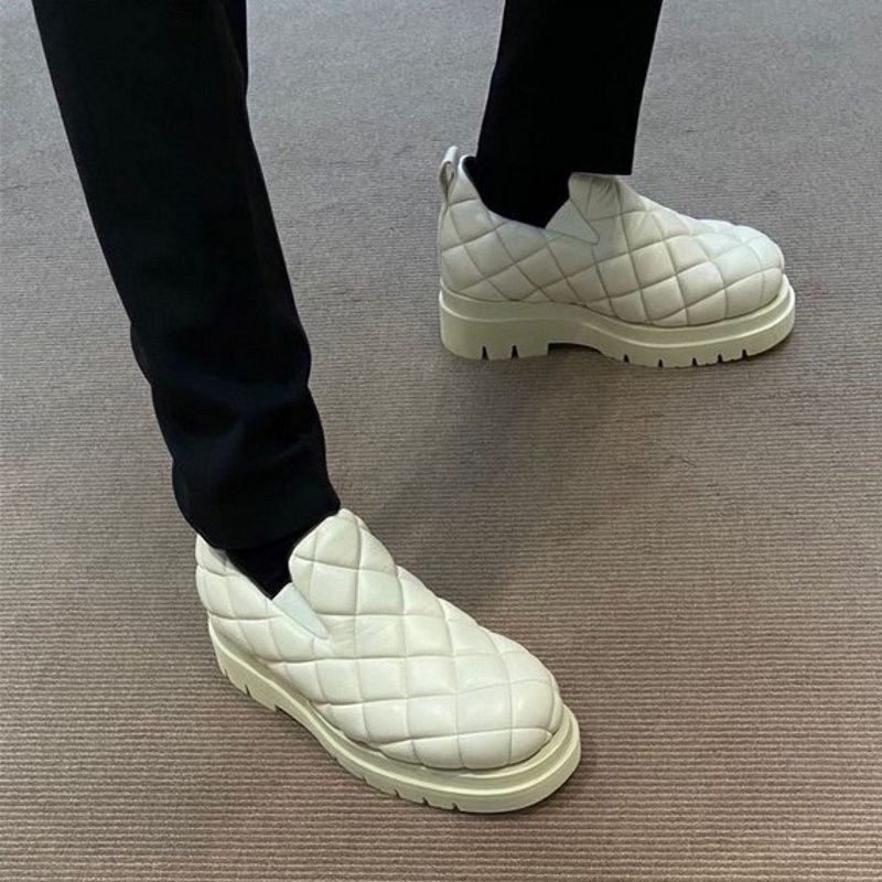 画像5:  Leather quilted chunky sole slip-on pumps shoes   レザーキルティングチャンキーソール厚底スリッポン パンプスシューズ　 (5)