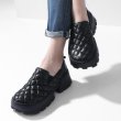 画像4:  Leather quilted chunky sole slip-on pumps shoes   レザーキルティングチャンキーソール厚底スリッポン パンプスシューズ　 (4)