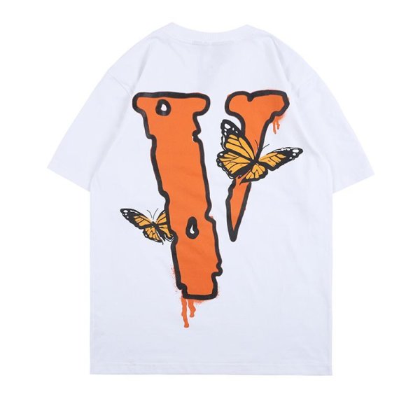 画像1: Unisex V-letter logo & butterfly print oversized T-shirt   男女兼用オーバーサイズボVロゴ＆バタフライプリント半袖Tシャツ (1)