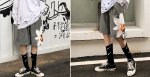画像3: daisy loose street casual shorts five-point pants trousers Pants ユニセックス男女兼用デイジーポイント5分丈パンツ ショート パンツ (3)
