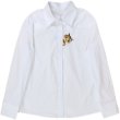 画像1: Cat embroidery long sleeve blouse shirt　猫刺繍長袖白ホワイトブラウス　シャツ (1)