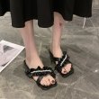 画像7: Fairy style seaside vacation sandals and slippers pumps shoes   パール付きフェアリー ギャザーフラットサンダル パンプスシューズ　 (7)