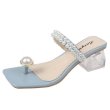 画像2: Transparent heel tong sandals with pearls pumps shoes   パール付き透明ヒールトングサンダル パンプスシューズ　 (2)