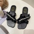 画像3: Fairy style seaside vacation sandals and slippers pumps shoes   パール付きフェアリー ギャザーフラットサンダル パンプスシューズ　 (3)