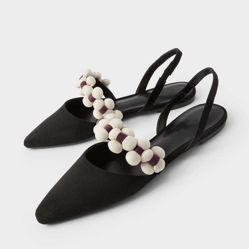 画像5: Fairy style sweet green flower strap slingback sandals pumps shoes   レザーフェアリースタイルフラワー ストラップ バック フラット パンプスシューズ  (5)