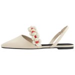 画像1: Fairy style sweet green flower strap slingback sandals pumps shoes   レザーフェアリースタイルフラワー ストラップ バック フラット パンプスシューズ　 (1)