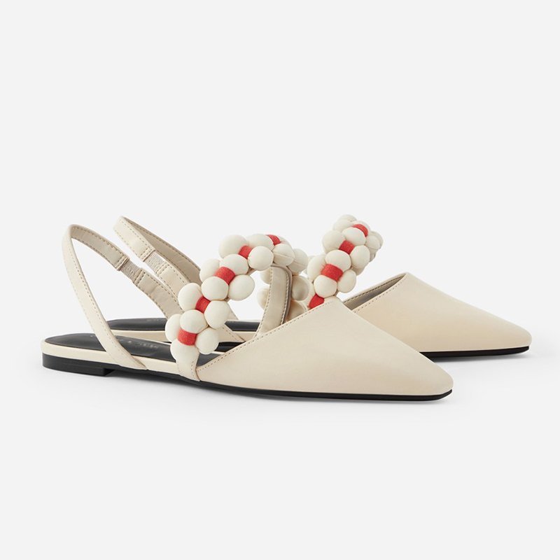 画像4: Fairy style sweet green flower strap slingback sandals pumps shoes   レザーフェアリースタイルフラワー ストラップ バック フラット パンプスシューズ  (4)