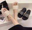 画像5: Women  Quilted sandals with pearl slippers  プラットフォーム キルティングレザーパール付きサンダル  スリッパ (5)