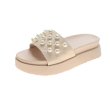 画像2: Women  Quilted sandals with pearl slippers  プラットフォーム キルティングレザーパール付きサンダル  スリッパ (2)