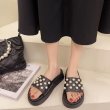 画像3: Women  Quilted sandals with pearl slippers  プラットフォーム キルティングレザーパール付きサンダル  スリッパ (3)