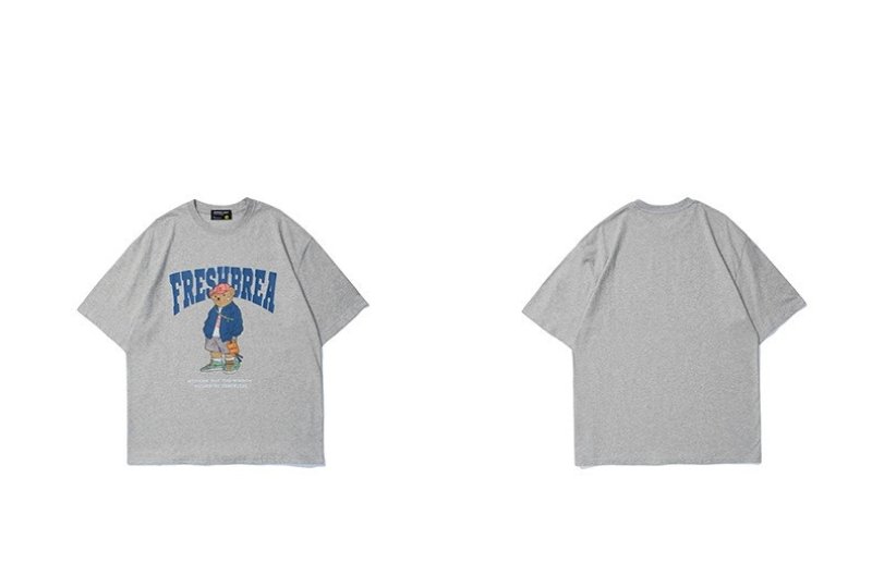 画像7: Take a walk bear print short-sleeved short-sleeved T-shirt  男女兼用ユニセックスウォーキング熊ベアプリント半袖Tシャツ (7)