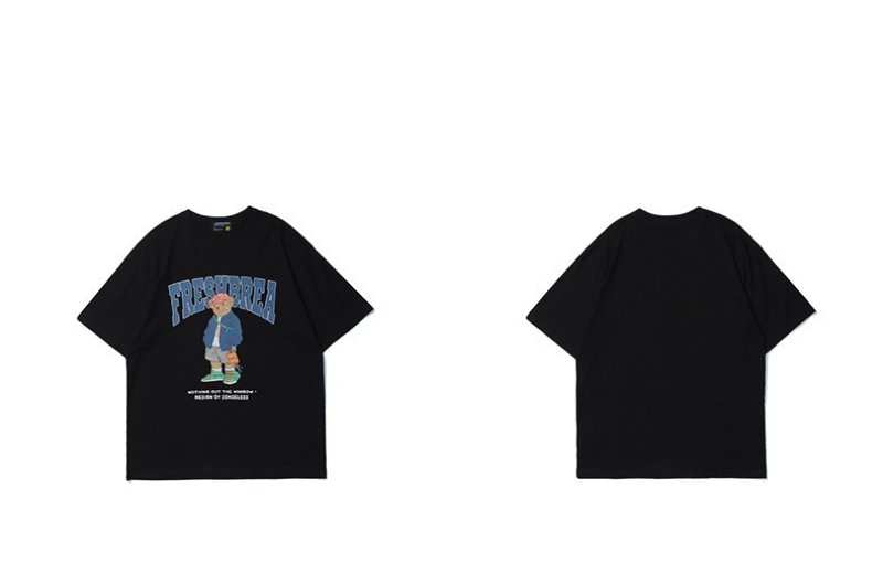 画像6: Take a walk bear print short-sleeved short-sleeved T-shirt  男女兼用ユニセックスウォーキング熊ベアプリント半袖Tシャツ (6)