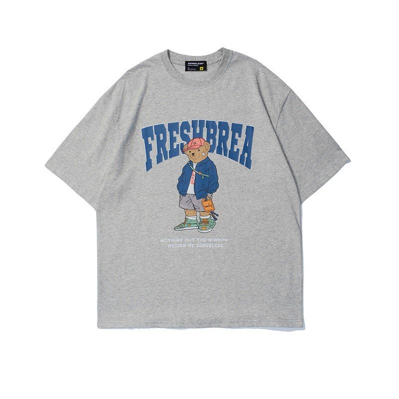 画像2: Take a walk bear print short-sleeved short-sleeved T-shirt  男女兼用ユニセックスウォーキング熊ベアプリント半袖Tシャツ (2)