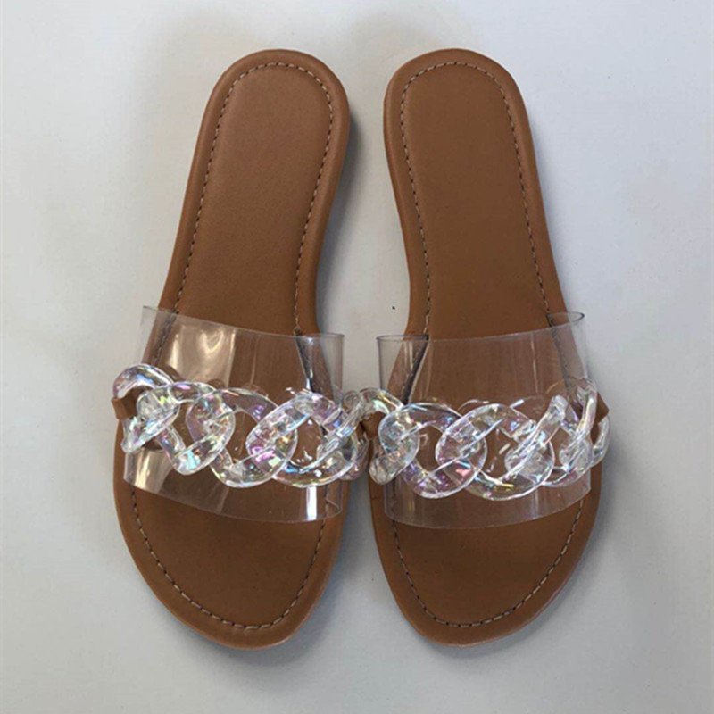 画像6: chain outer wear sandals and slippers shoes   フラット透明チェーンサンダル  スリッパ シューズ　 (6)