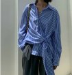 画像5: irregular striped long sleeve blouse shirt　イレギュラーストライプ ボーダーブラウス　シャツ (5)