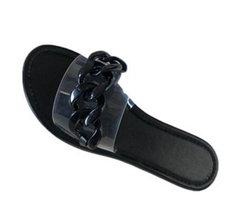 画像2: chain outer wear sandals and slippers shoes   フラット透明チェーンサンダル  スリッパ シューズ　 (2)