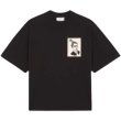 画像1: French portrait embroidery patch short-sleeved T-shirt　 男女兼用ユニセックスフレンチポートレートポケット半袖Tシャツ (1)