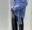 画像6: irregular striped long sleeve blouse shirt　イレギュラーストライプ ボーダーブラウス　シャツ (6)