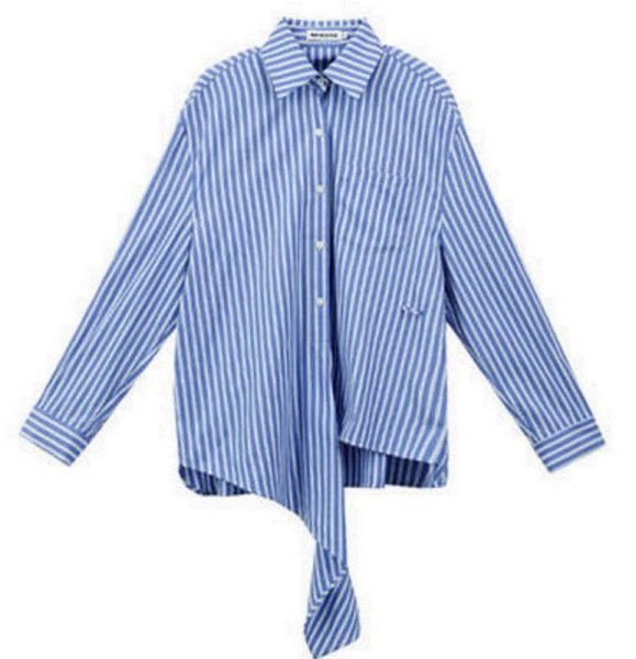 画像1: irregular striped long sleeve blouse shirt　イレギュラーストライプ ボーダーブラウス　シャツ (1)