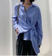 画像2: irregular striped long sleeve blouse shirt　イレギュラーストライプ ボーダーブラウス　シャツ (2)