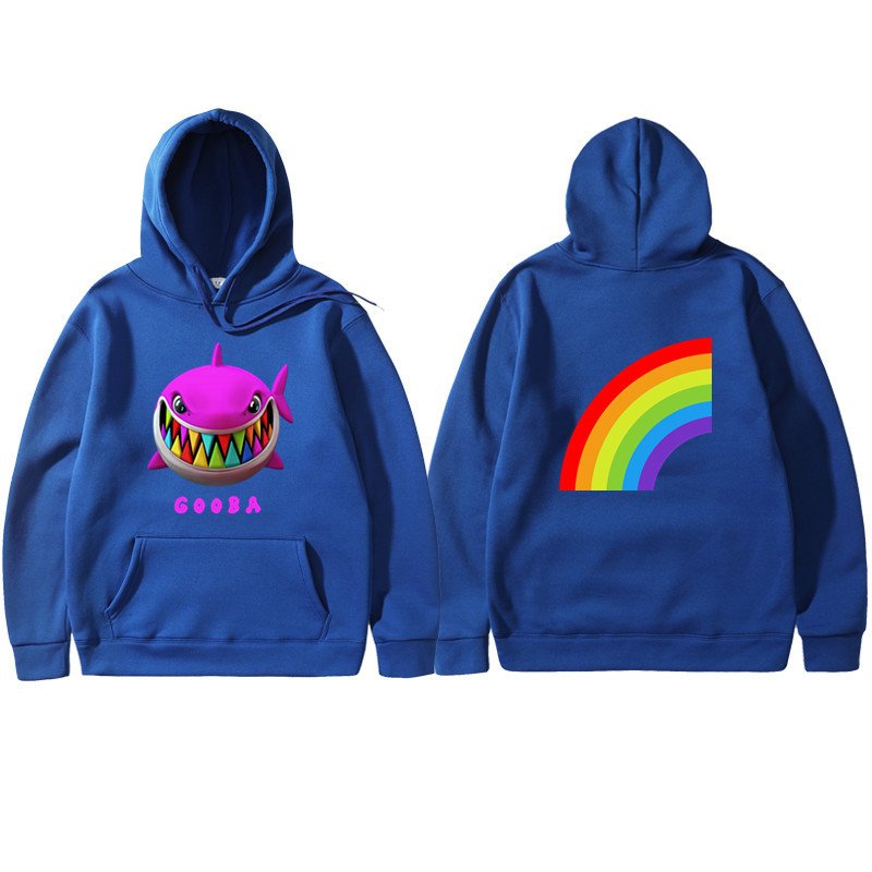 画像2: Unisex  Gooba Rainbow Shark Teeth Hooded Sweatshirt 男女兼用 グーバレインボーシャークフード フーディトレーナーパーカースウェットシャツ  (2)
