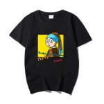 画像1: Unisex  Vermeer The Girl with Pearl Earring Parody Short Sleeve T-shirt   男女兼用  ユニセックス真珠の耳飾りパロディー 半袖Tシャツ (1)