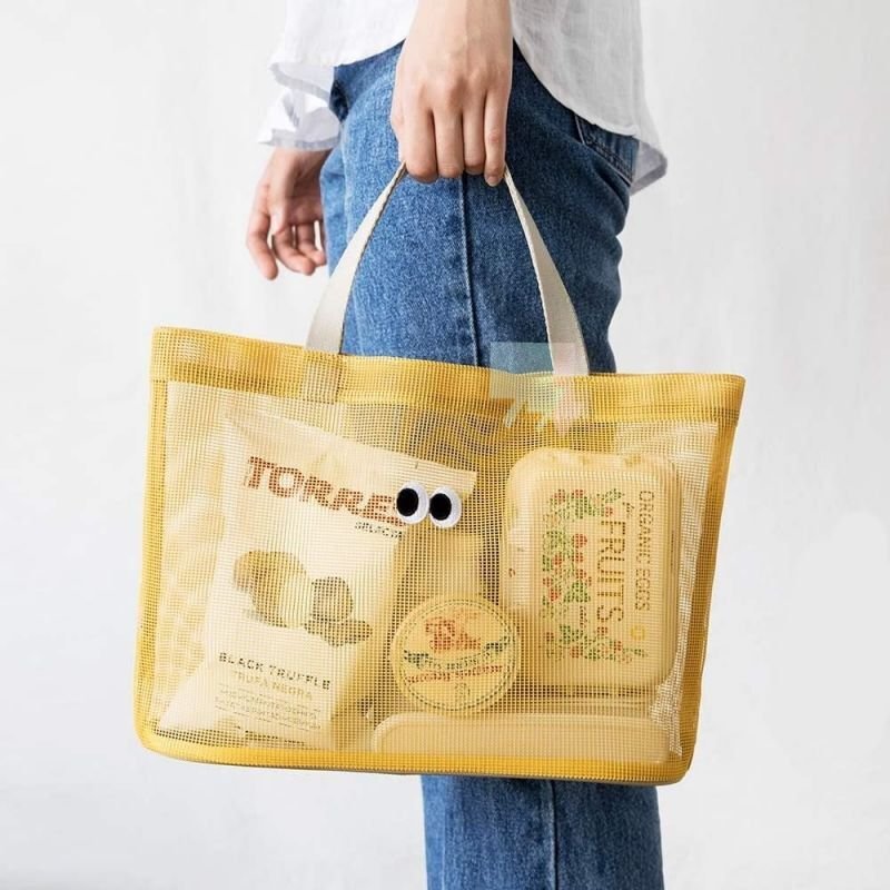 画像4: unisex Mesh large-capacity Eco tote shoulder bag with eyeballs　目玉付きメッシュラージサイズエコトートショルダーバック　ユニセックス 男女兼用 (4)